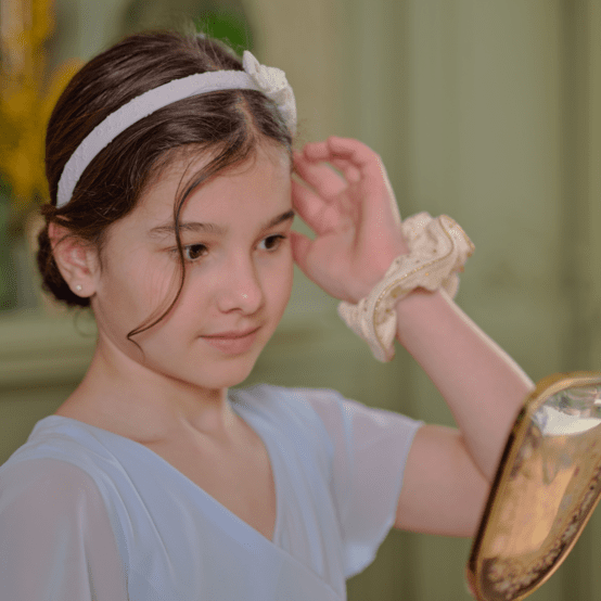 bow headband starry white english embroidery 