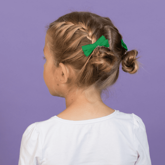 Ribbon bow hair slide bright green