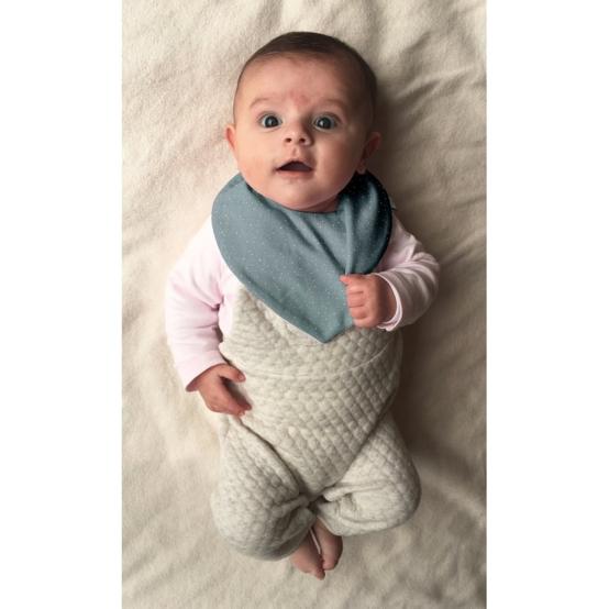 bandana bib gaze pois or bleu gris