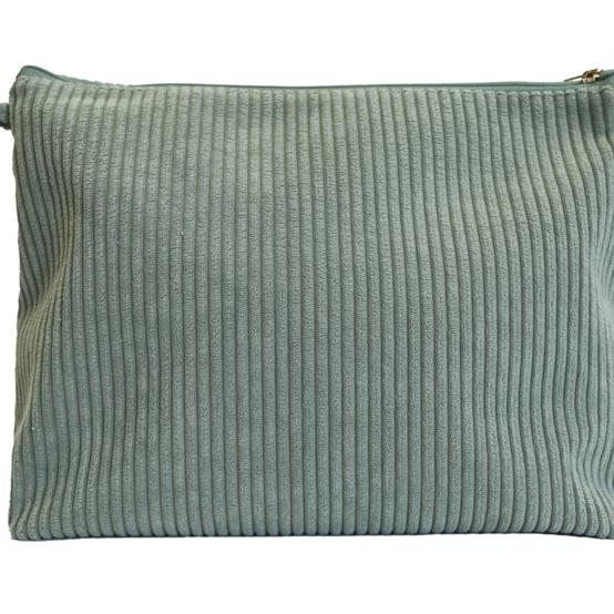 Cosmetic bag with flap lichen corduroy