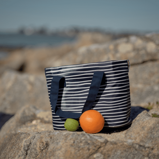 Cooler bag striped  ivory navy