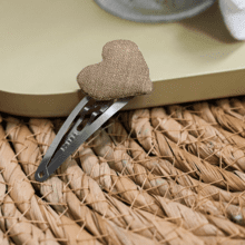 Heart hair-clips copper linen