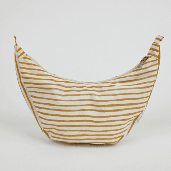Half-moon bag rayé or blanc