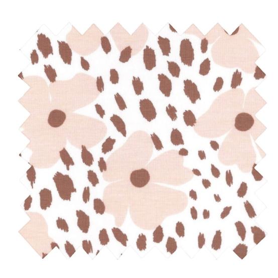 Jersey fabric nude terracotta pansies