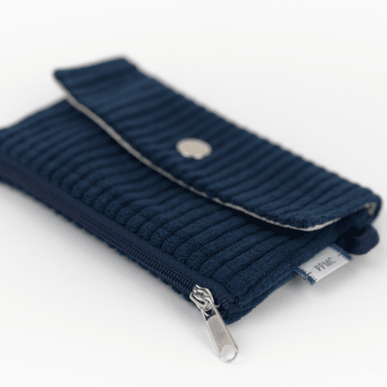 zipper pouch card purse large navy orduroy 