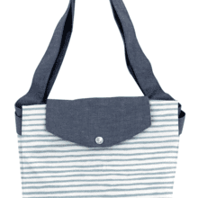 Tote bag with a zip striped blue gray glitter