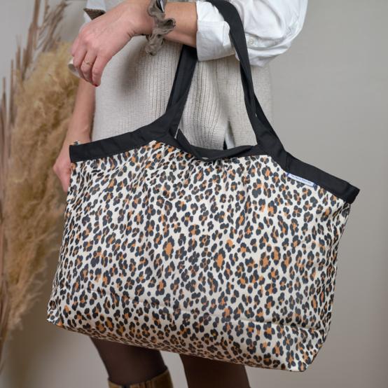 Pleated tote bag - Medium size leopard