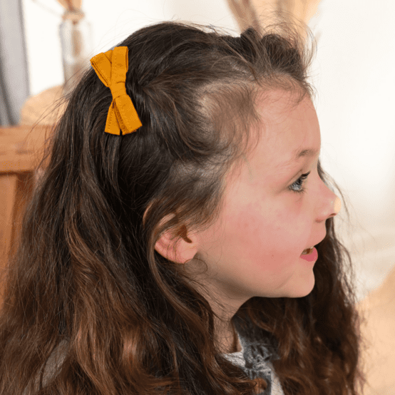 Ribbon bow hair slide ochre