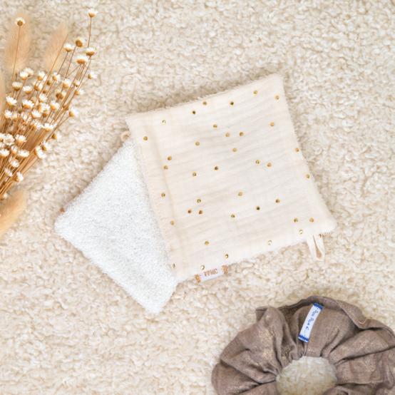 Makeup Remover cotton gaze pois or écru