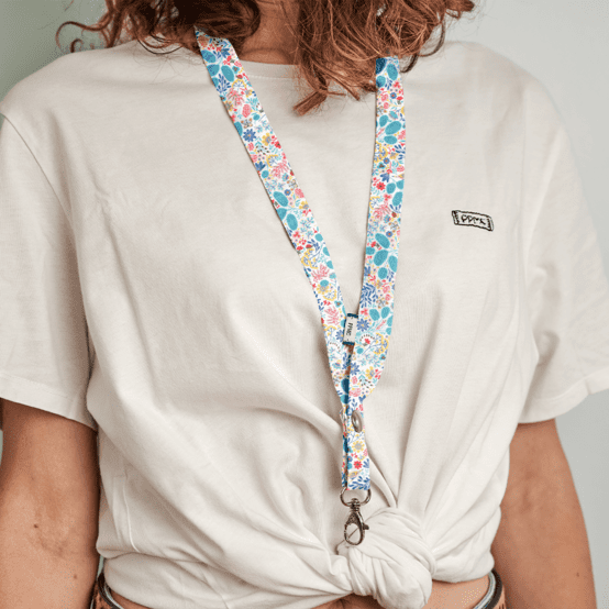 Lanyard necklace champêtre bleuté