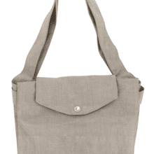 Pleated tote bag - Medium size silver linen