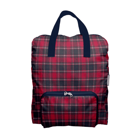 Foldable rucksack Gaby tartan rouge