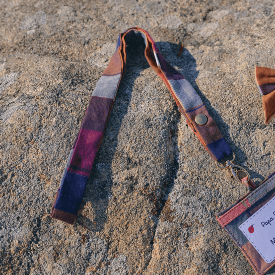 Lanyard necklace ruby lurex tartan