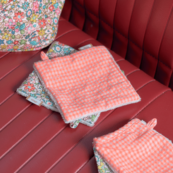 Makeup Remover cotton neon orange gingham