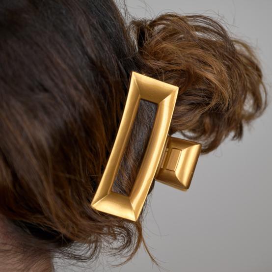 Large Rectangular Hair Clip lacquered gold