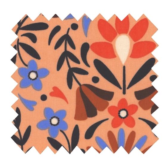 Coated fabric ex2574 caramel vintage flower