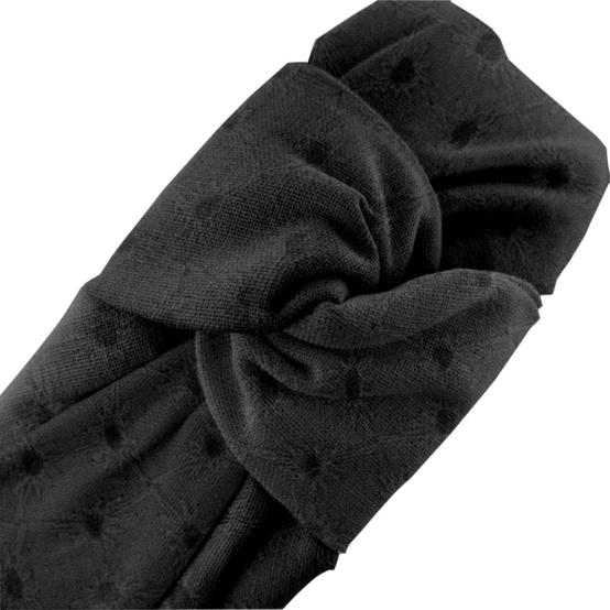 Large Crossed Headband broderie anglaise noire