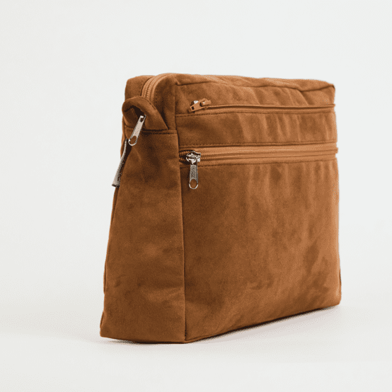 Large shoulder bag base suédine fauve