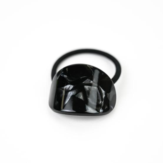  Oval Jewel Hair Tie pearl black