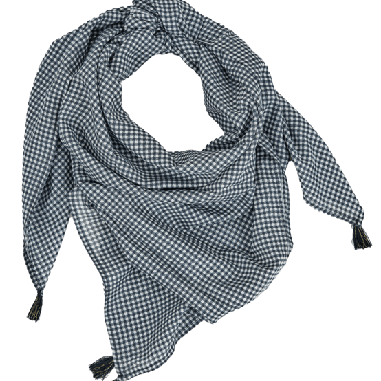 Pom pom scarf vichy noir