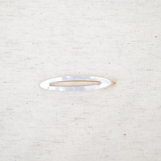 Side Oval Hair Clip pearly white