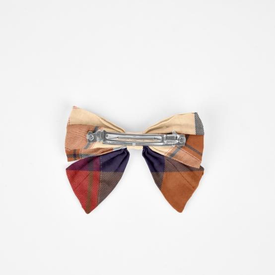 Bow tie hair slide ruby lurex tartan