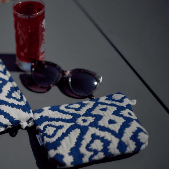 Tiny coton clutch bag jacquard bleu