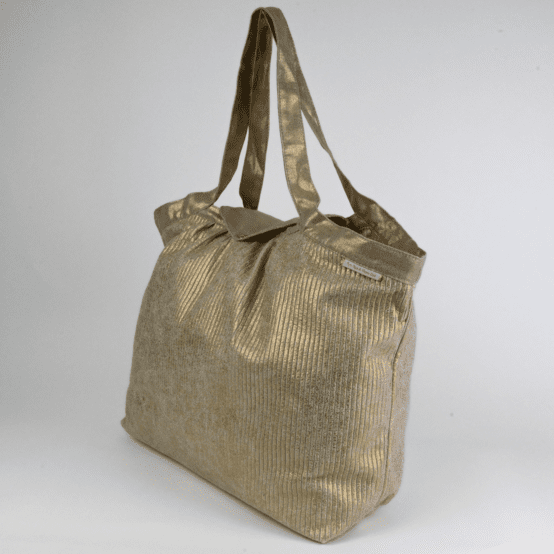 Pleated tote bag - Medium size gold large corduroy