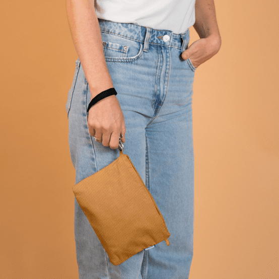 Coton clutch bag mustard corduroy