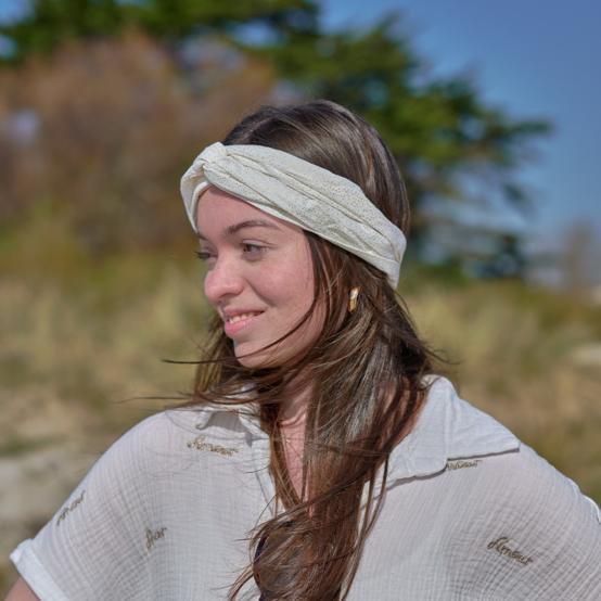 crossed headband white sequined