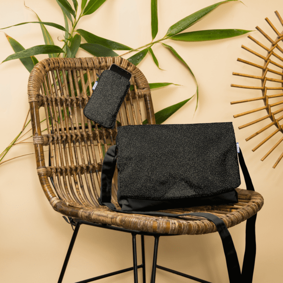 Square flap of saddle bag  glitter black