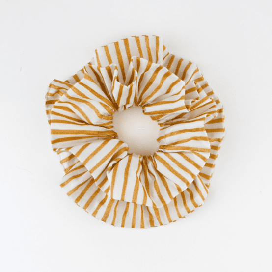 Double XL Scrunchie rayé or blanc