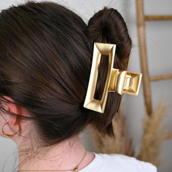 Large Rectangular Hair Clip satin gold