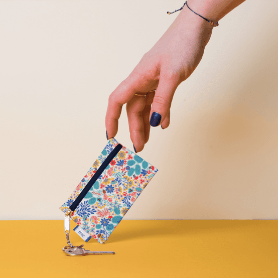 Keyring  wallet champêtre bleuté