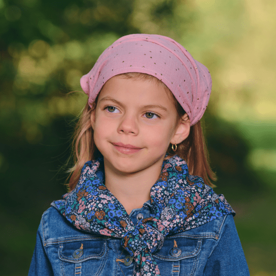 Headscarf headband- child size gaze pois or rose thé