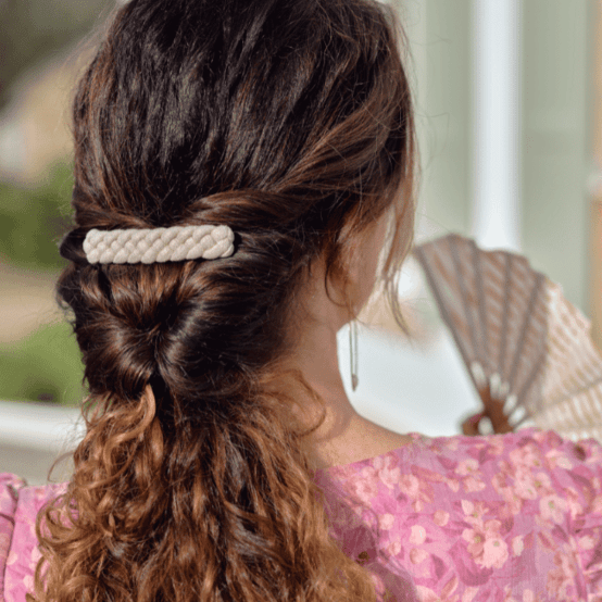 Plait hair slide  glitter linen