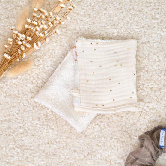 Make-up Remover Glove gaze pois or écru