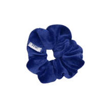 Small scrunchie blue navy velvet