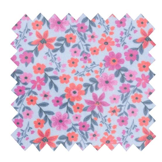 Coated fabric ex2649 fleuri ciel rose orange