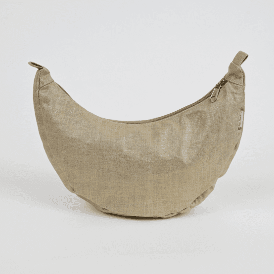 Half-moon bag golden linen