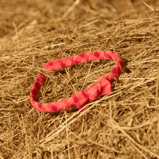 Thin headband coral red gingham