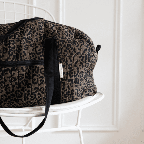 Sac week-end mocha quilted leopard