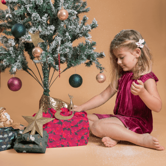 Furoshiki small 35 x 35 ex2348 grey green copper christmas balls