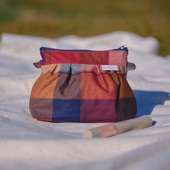 Mini Pleated clutch bag ruby lurex tartan