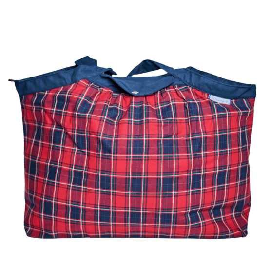 Pleated tote bag - Medium size tartan rouge