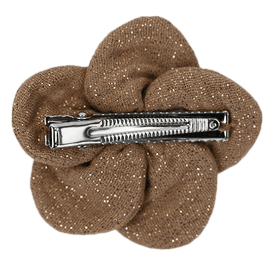 Flower petal hair slide small  gaze pailletée camel