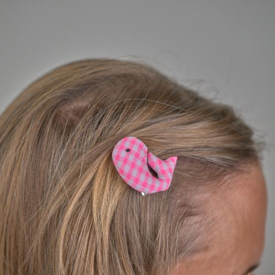 Whale clip neon pink gingham