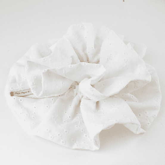 Maxi Double Scrunchie starry white english embroidery 