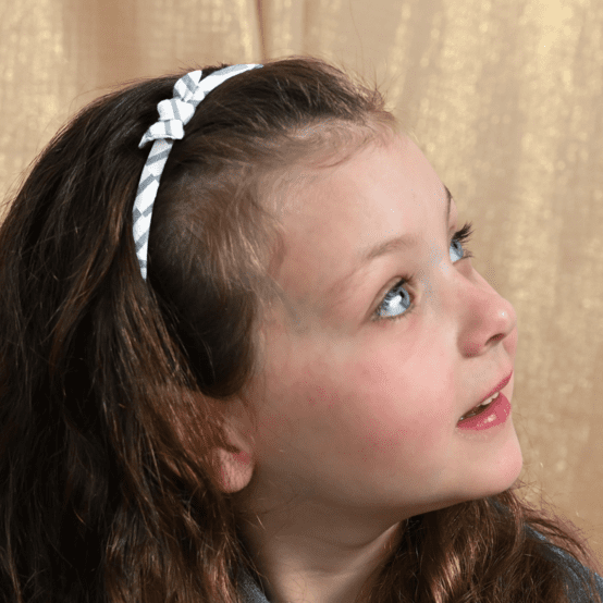 Thin headband striped blue gray glitter