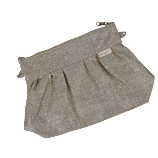 Mini Pleated clutch bag golden linen